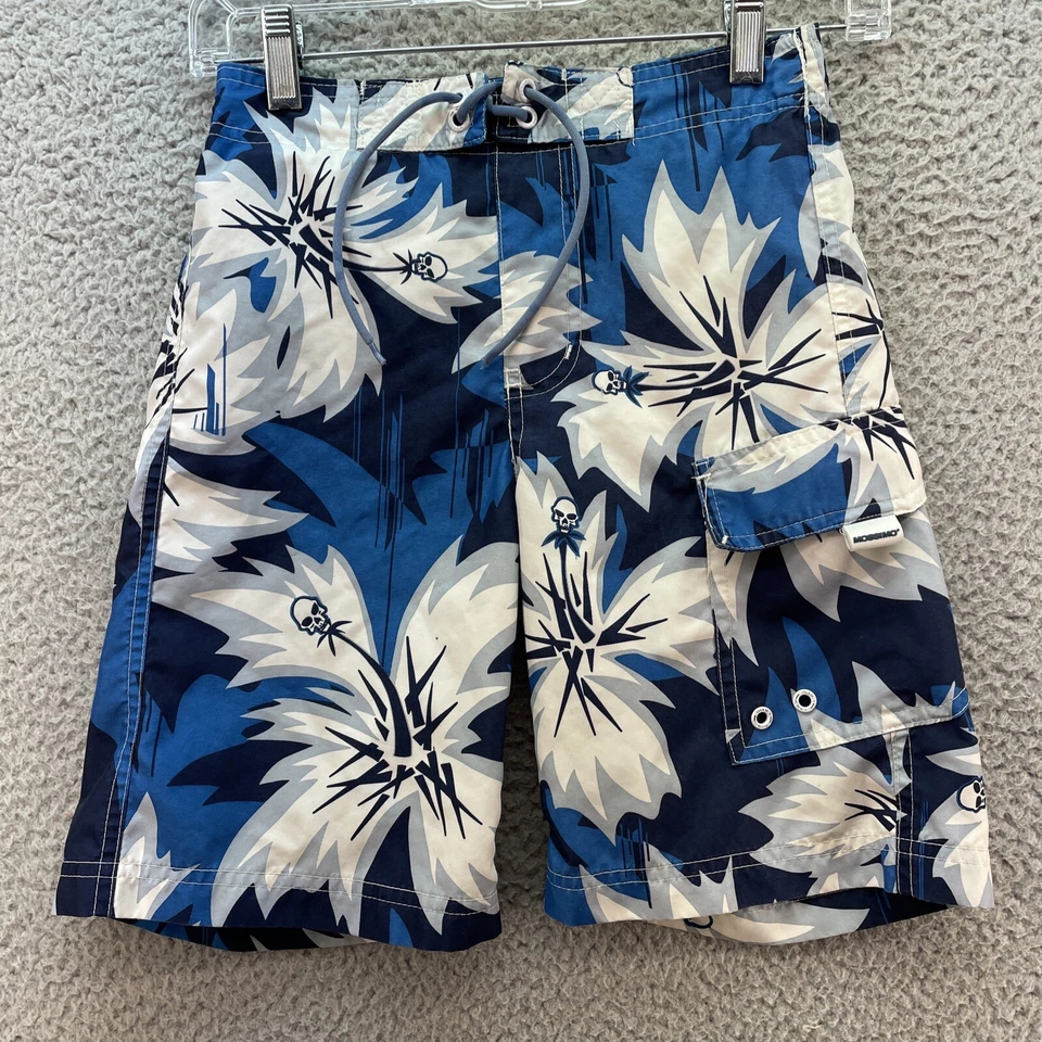 Mossimo Supply 游泳裤男孩 S(6/7) 蓝调板短裤 冲浪印花 沙滩泳池 — 第 1/4 张图片