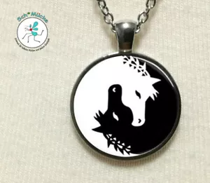 Halskette Yin Yang Pferde Tai-Chi Tierliebe Amulett Geschenkidee Glücksbringer - Bild 1 von 1