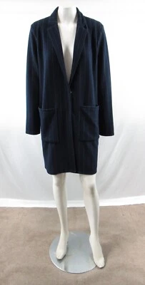 Abrigo para mujer Harlyn by Anthropologie azul marino a rayas con botones a presión talla S #A678 nuevo con etiquetas Foto 1 de 4