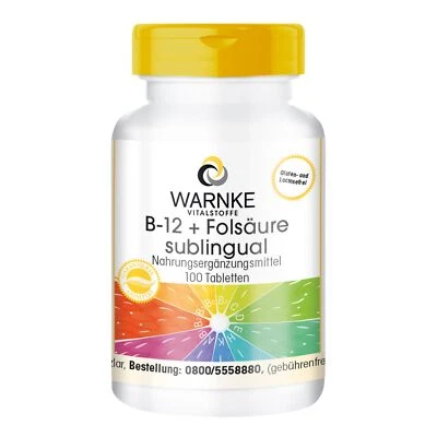 Vitamin B12 500 µg + Folsäure sublingual - 100 Tabletten, hochdosiert | Warnke