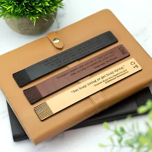 Personalised Leather Bookmark With Custom Quote & Initials - Imagen 1 de 14