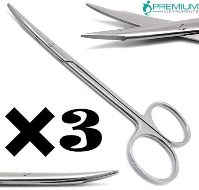 3 Pcs Steven Tenotomy Scissors 4.5" Curved Tip 3cm Surgical Instruments - Image 1 of 4