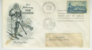 Arctic Explorations FDC 1959 Artcraft Cachet Cover Scott #1128 4c Stamp S22 - Picture 1 of 2