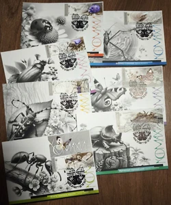 Complete set of 7 pcs Cartmaximums INSECTS OF UKRAINE 2024 Beetles Butterfly π - Picture 1 of 24
