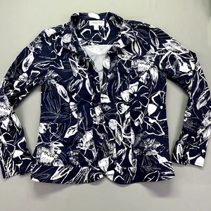 Coldwater Creek Blue/White Floral Blazer/Jacket Women's Size S Top Boho - Picture 1 of 9