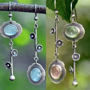 Pendientes colgantes de plata 925 de moda con gancho para oreja de colección piedra lunar colgante para mujer - Imagen 1 de 8