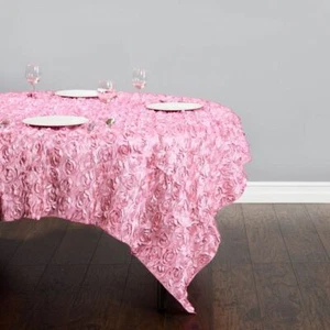 85 in. Square Rosette Satin Overlay 11 Colors for Wedding Event Banquet - Picture 1 of 23