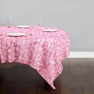 85 in. Square Rosette Satin Overlay 11 Colors for Wedding Event Banquet - Image 1 of 4