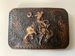 Vintage, Western Cowboy,Cowgirl,Rodeo,Bucking Bronco belt buckle.Antiqued copper - Picture 1 of 9