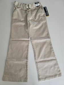French Toast Girls Bootcut Uniform Pants Khaki Size 8 waist 24 Belt Flare Tan - Picture 1 of 9