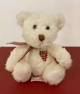 Russ ❤ True Heart ❤ White Teddy Bear with Heart Patch - Mini 14cm Toy Plush - Picture 1 of 4