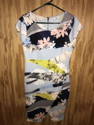 bar III Mujer Vestido Vaina Manga Gorra Pastel/Floral, Talla L, Cremallera, Dobladillo Punta Foto 1 de 4