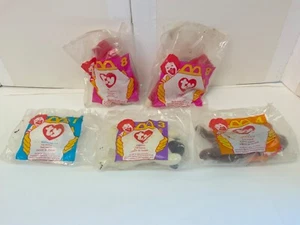 New ! Lot 5 McDonald's Beanie Baby Happy Meal Toys Seamore/Chops/Snort/Chocolate - Picture 1 of 4