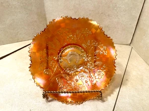 Antique Northwood Marigold Good Luck Bowl with Basketweave Exterior - Picture 1 of 3