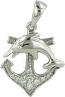 925 Solid Sterling Silver Cubic Zirconia Anchor & Dolphin Charm / Pendant for...