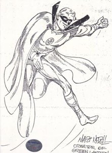 MARTIN NODELL d. 2006 Signed 7x9 Sketch of Green Lantern Cartoonist ALA F10358