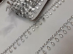 15mm Diamante Bling Sparkling Diamond Effect Wedding Cake Craft Trim Ribbon TD - Picture 1 of 6