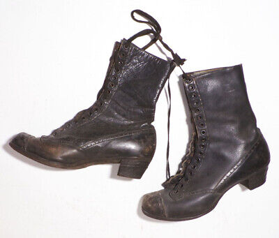 Alte Damen Schuhe Stiefel Leder Schnürschuhe Größe 37,5 Um 1900 • 69.90€