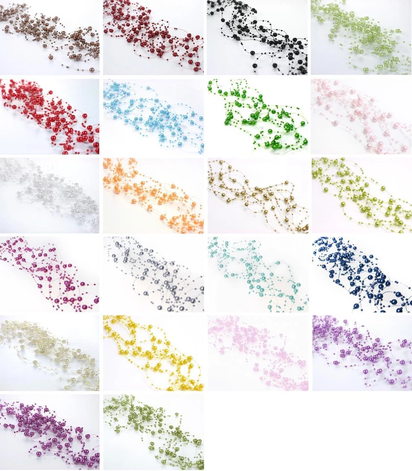 (0,31€/m) 5 Stück Perlengirlanden á 1,3m -Hochzeit Perlenstrang Perlenschnur - Bild 1 von 1