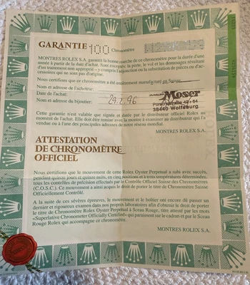 Auténtico Reloj Rolex Vintage Datejust Garantía Certificado Francés 1995 1996 Foto 1 de 3