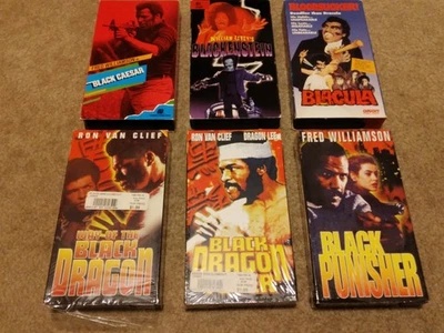 6 Blaxploitation VHS Black Caesar, Blacula, Blackenstein, Punisher, Black Dragon - Image 1 of 4