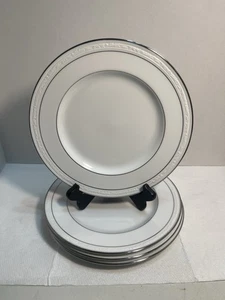 4 NORITAKE White Scapes 8 5/8 Inch Lunch Plates  in 4062  Stoneleigh  2611 - Picture 1 of 8