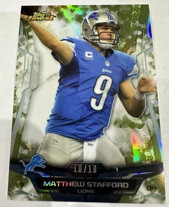 10/10 Matthew Stafford 2014 Topps Finest refractor camuflaje #72 ¡SOLO EXISTEN 10 SSP! - Imagen 1 de 9