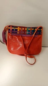 Vintage" SHARIF"Multicolored Leather & Reptile Skin Handbag Purse Made in USA - Picture 1 of 10