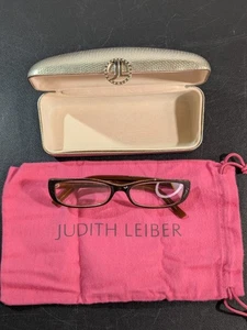Gafas de lectura Judith Leiber marrón lectores con estuche JL 1132 135 bolsa de tela rosa  - Imagen 1 de 22