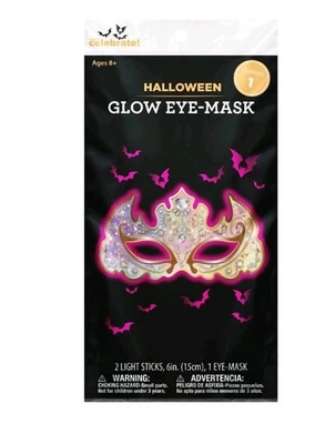 Halloween Pink Tiara Glow Eye Mask 10.5"x5.5" Unisex By Way To Celebrate New - Image 1 of 4