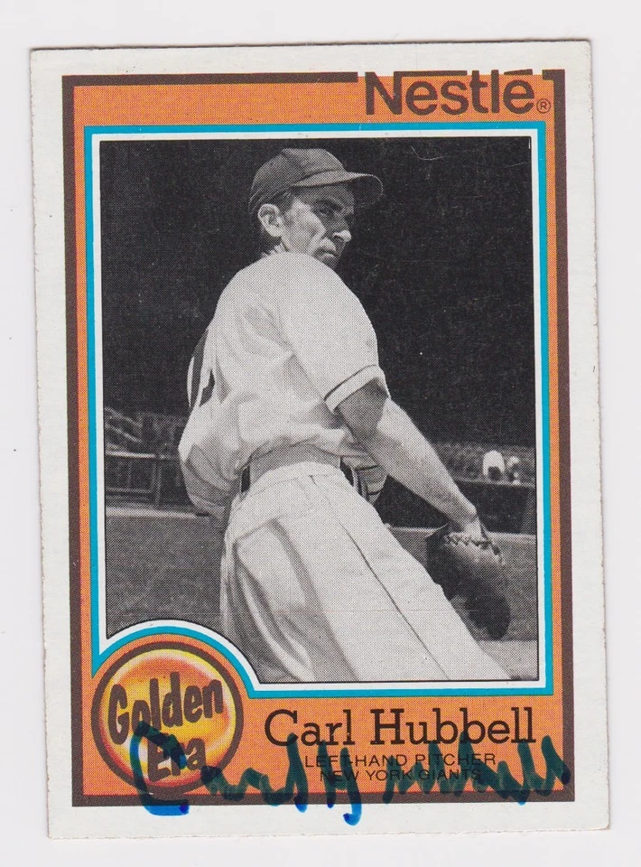 Tarjeta firmada por Carl Hubbell 1987 Topps Nestlé Era Dorada NY Giants ¡DURA! HOF Foto 1 de 1
