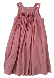 Amanda Rememembered rot weiß kariert gesmokt bestickt Urlaub Kleid Mädchen 6 - Bild 1 von 8