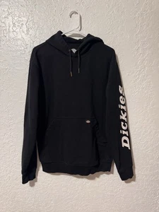 Dickies Wordmark Fleece Pullover Hooded Sweatshirt Black Size Small - Picture 1 of 5