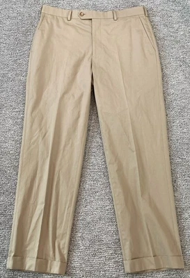 Pantalones de vestir Brooks Brothers Fitzgerald 1818 42L/W36 caqui plisados con puños para hombre Foto 1 de 4