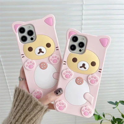 Cute 3D Bear Phone Case For iPhone 16 15 14 13 12 11 Plus Mini Pro Max X XR XS - Image 1 of 4