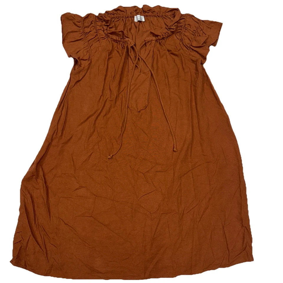 Платье Signature от Robbie Bee ржаво-коричневое от среднего до большого размера сменная льняная смесь - Изображение 1 из 4