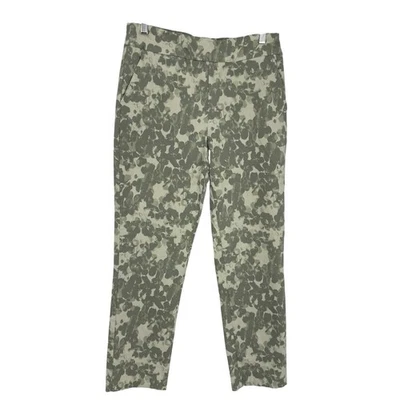 Pantalones al tobillo MarlaWynne talla 14 verde floral tiro alto ajustados 26" entrepierna Foto 1 de 4