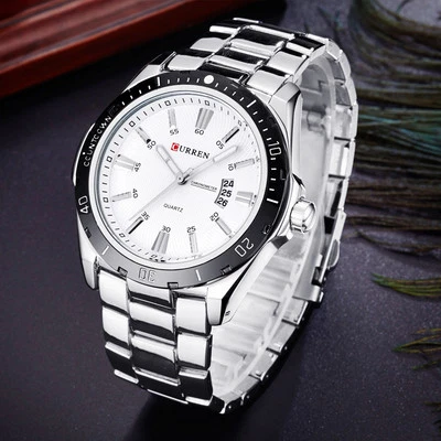 Men's 30m Waterproof Calendar Stylish Stainless Steel Sport Quartz Watches - Imagem 1 de 4