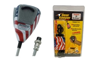 Astatic 636L Stars'nStripes CB/Ham 4pin Mic+Gear Keeper RT2-4212 Flag Mic Hanger - Picture 1 of 1