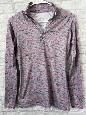 Camisa Nike Pro Combat Ajustada Cuarto Cremallera Manga Larga Gris Rosa Para Mujer Talla Pequeña Foto 1 de 4