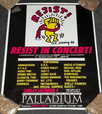 KEITH HARING Resist in Concert poster 1988 Palladium 29"x23" RARE *FREE SHIPPING - Image 1 of 4