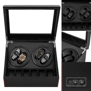 Caja de almacenamiento enrolladora de reloj de rotación automática silenciosa 4 + 6 soporte de motor doble - Imagen 1 de 12