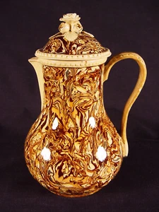 EXTREMELY RARE 1830 TEA POT with ROSE FINIAL MARBLED AGATE MOCHA WARE MOCHAWARE - Picture 1 of 16