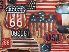 AMERICANA ROUTE 66 PATRIOTIC Fabric COUNTRY USA FLAG FQ 100% Cotton 18”x21”