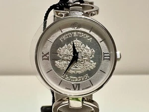 RETRO NOS RARE CHROME BULGARIA COIN DIAL LADIES SWISS QUARTZ WATCH "COINWATCH" - Afbeelding 1 van 14