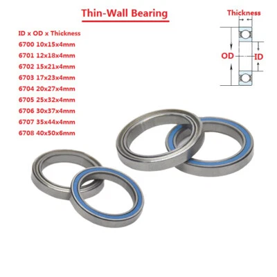 Thin-Wall Deep Groove Ball Bearing 6700 6701 6702 6703 6704 6705 6706 6707 6708 - Image 1 of 4
