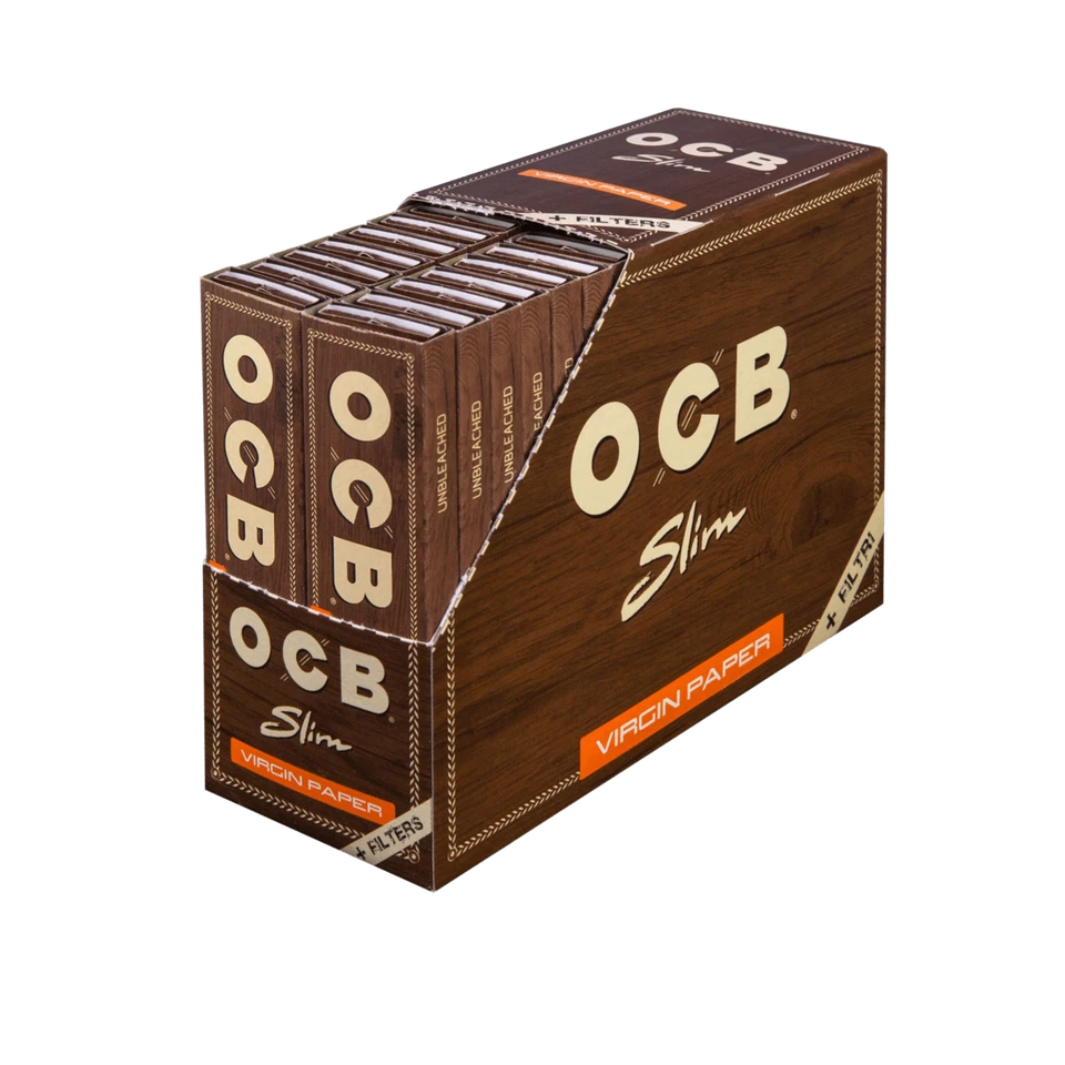 32er Box OCB K.S. Unbleached Filtertips 32 Blatt Blättchen Papers Long braun