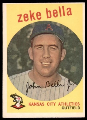 1959  Topps #254 ZEKE BELLA  RC Kansas City Athletics  EX-EX+ - Image 1 of 2