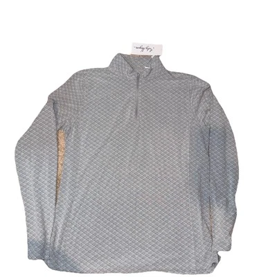 Pullover de golf Lady Hagen para mujer con textura de diamante 1/4 cremallera - grande gris alto Foto 1 de 2