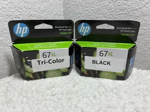 HP 67XL Genuine Ink Cartridges in Retail Box, 1 Black + 1 Tricolor, Exp. 11/2025 - Picture 1 of 9